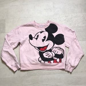 Disney Sweatshirt Sz M Pink Mickey Mouse Long Sleeve Sweater